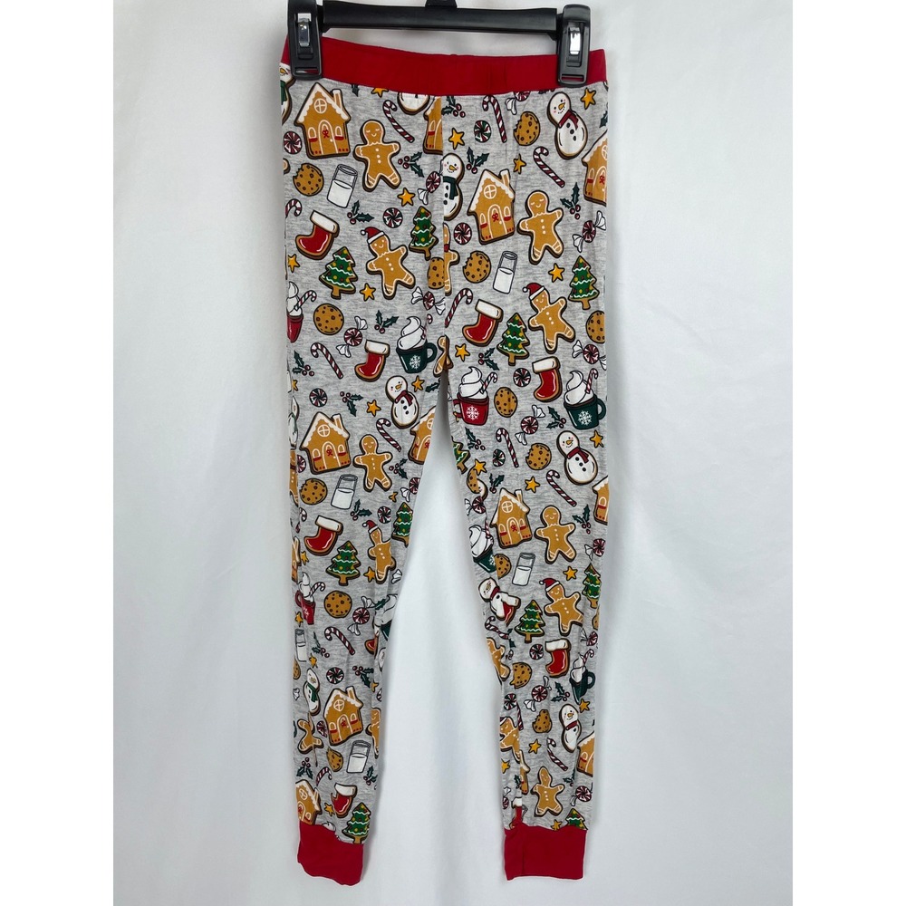 Little Sleepies PJ Pants Child 9/10 Gray Christmas Holiday Treats Cookies Milk